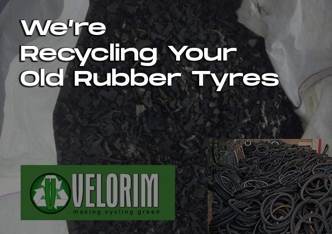 Blog banner with recycled tires and old tyres Velorim-Recycling