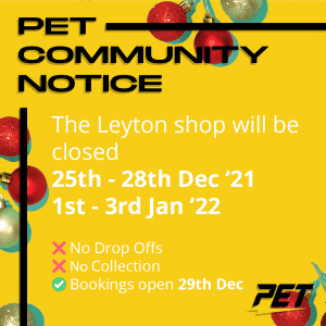 PET Opening Hours Notice